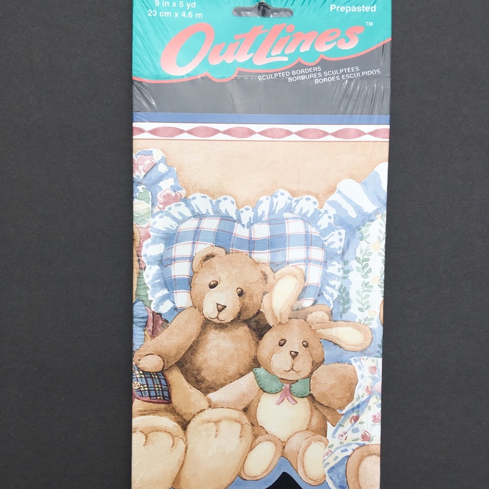 Wall Paper Border Teddy Bears Bunnies Outlines By Imperial Crafts Nursery New